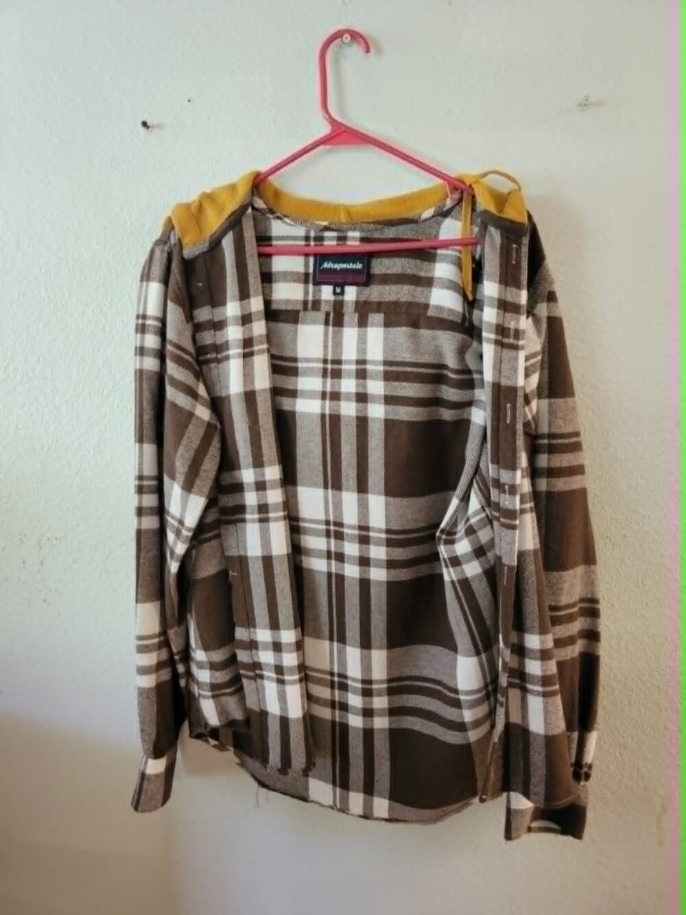 Aeropostale Plaid Button Up Sweatshirt Jacket Hoodie Womens Size M Y2K